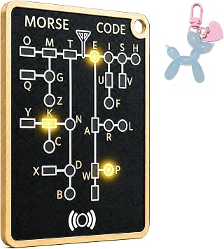 Morse Code Trainer Card with LED & Audio, Interactive CW Practice Oscillator with Record & Playback, Portable Keychain-Ready Learning Tool for Beginners and Radio Enthusiasts 1PCS