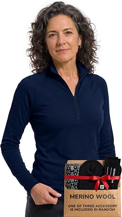 MERINNOVATION 100% Merino Wool Base Layer for Women - Wool Half Zip Sweater Long Sleeve Midweight Quarter Zip Womens Shirt