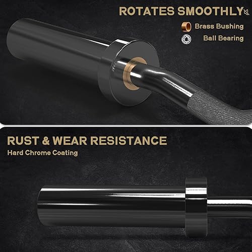 Miniatura 8 de RitFit Barra de rizo EZ de 2 pulgadas con pesas, capacidad de peso de 300 libras, barra olímpica para ejercicios de bíceps, tríceps y levantamiento