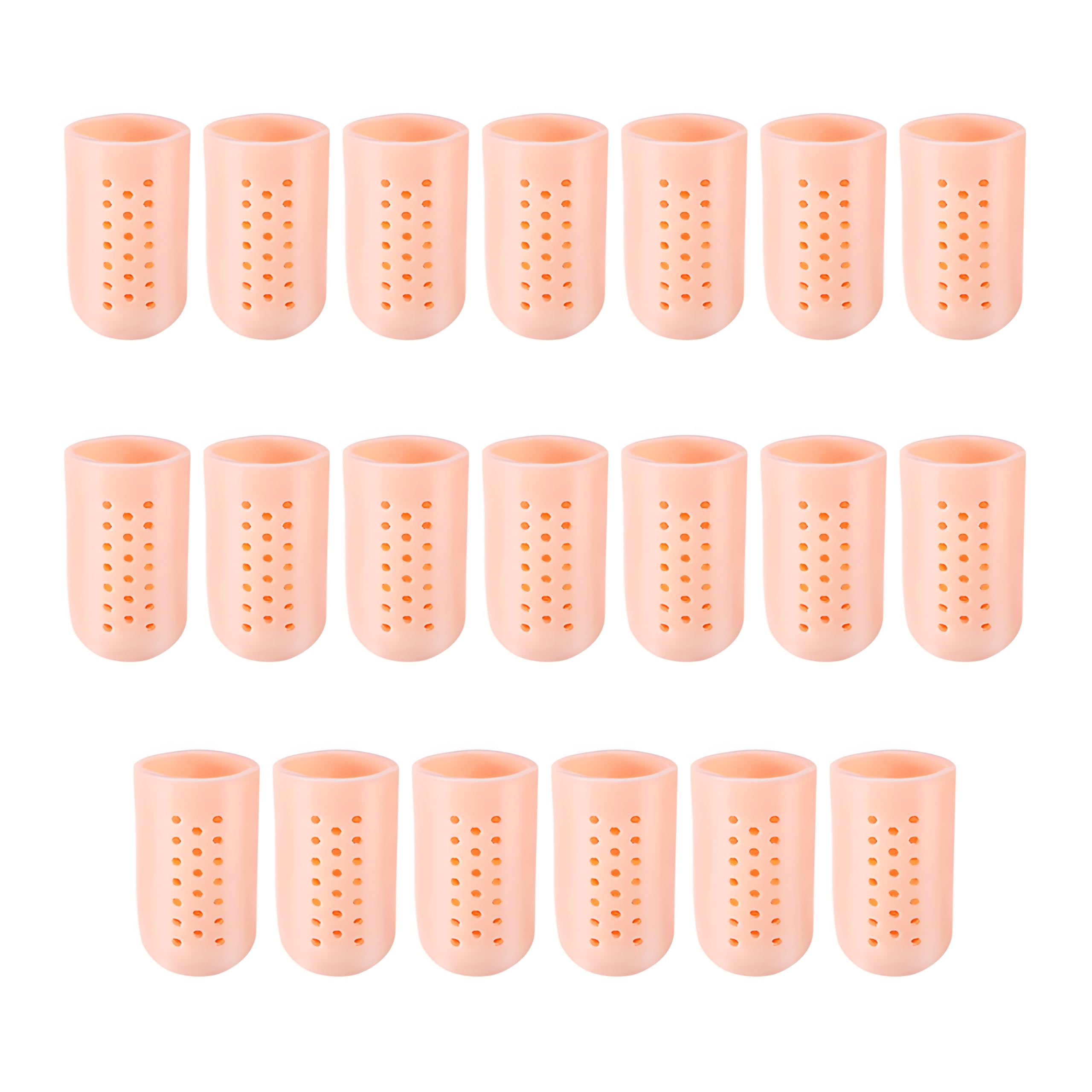 Lot de 20 protège-doigts en gel respirants à trous d’aération, manchons en silicone souple transparent pour bout des doigts, protection anti-frottement et amorti, réutilisables et hygiéniques