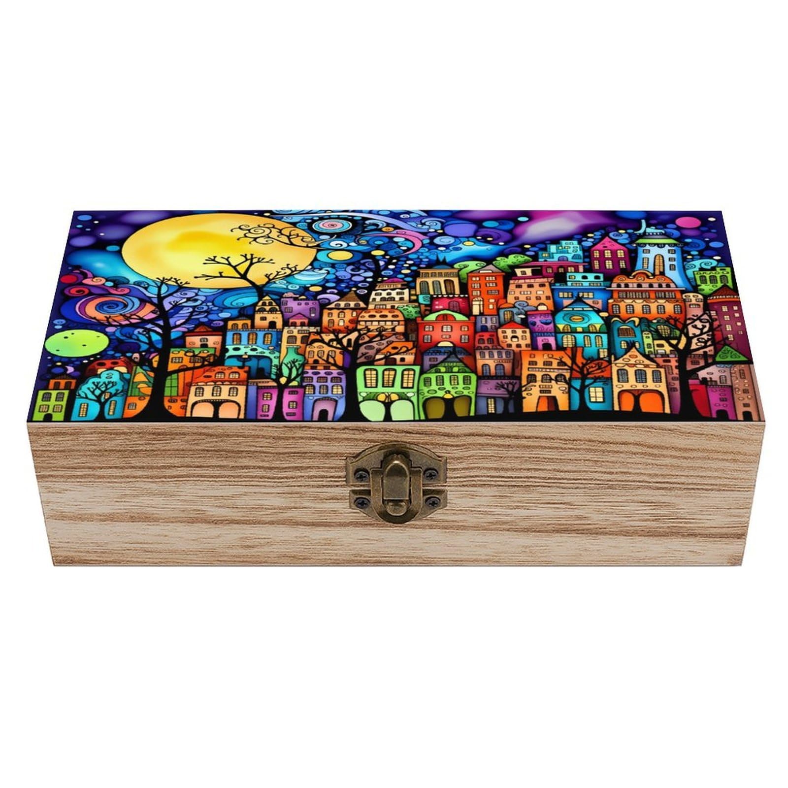 asbwuo Beautiful Countryside Vintage Wooden Keepsake Box