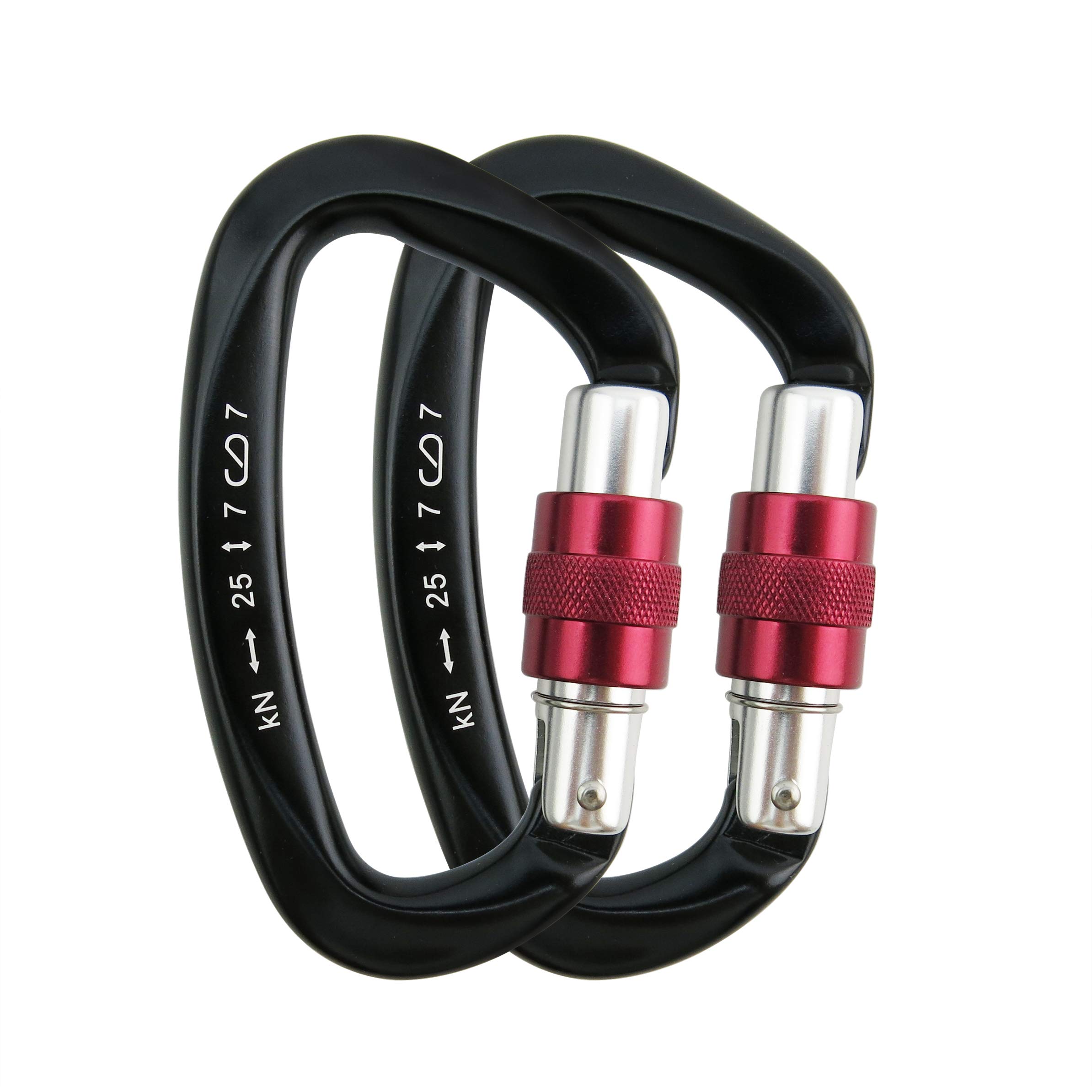 Screwgate Locking Carabiner 25kN,Heavy Duty Clips Rated 5624 lbs/2551 kg,Karabiner for Climbing Hammock Swing Dog Leash Camping Hiking Boating Household Keyring and Utility(Pack of 2)