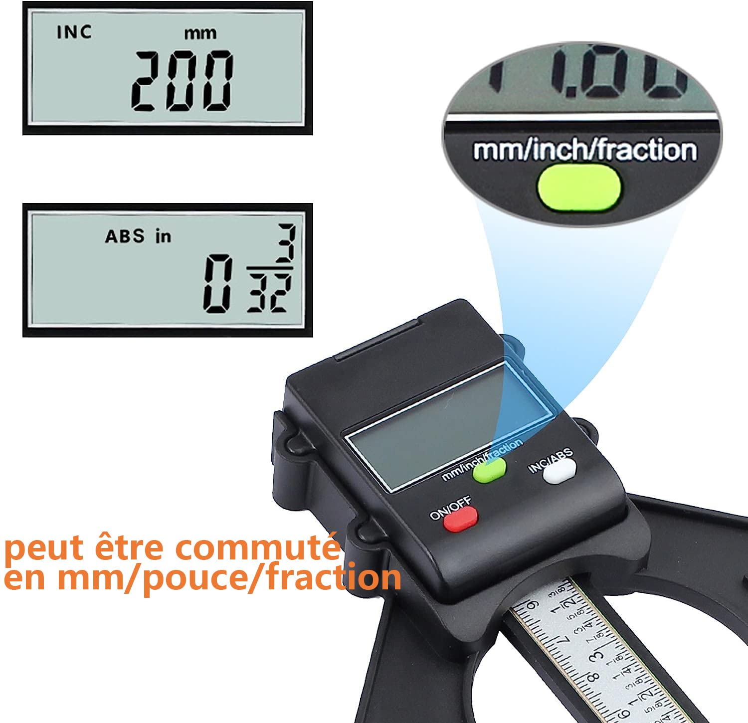 Proster Profondimètre Numérique Jauge de Hauteur 80mm/3.14in avec Batterie Précision de 0.10mm/0.004in avec Fonction ABS/INC Mesure de Hauteur/Profondeur pour Menuiserie Bois Scie à Table