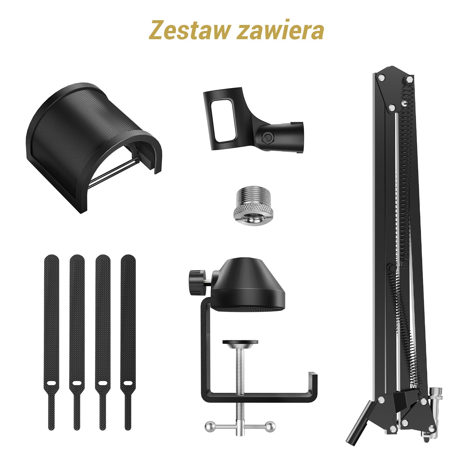 TONOR Regulowany Wysięgnik Mikrofonowy, Wysięgnik z Bardzo Dużym Filtrem Pop, Statyw Nożycowy, Sprzęt do Nagrywania, Wersja Rozszerzona, Bardzo Długi, T10L