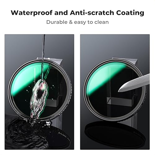 Miniatura 5 de K&F Concept Filtro ND variable ND8-ND128 de 2.283 in (3-7 paradas) HD hidrófobo VND filtro para lente de cámara no X Cruz