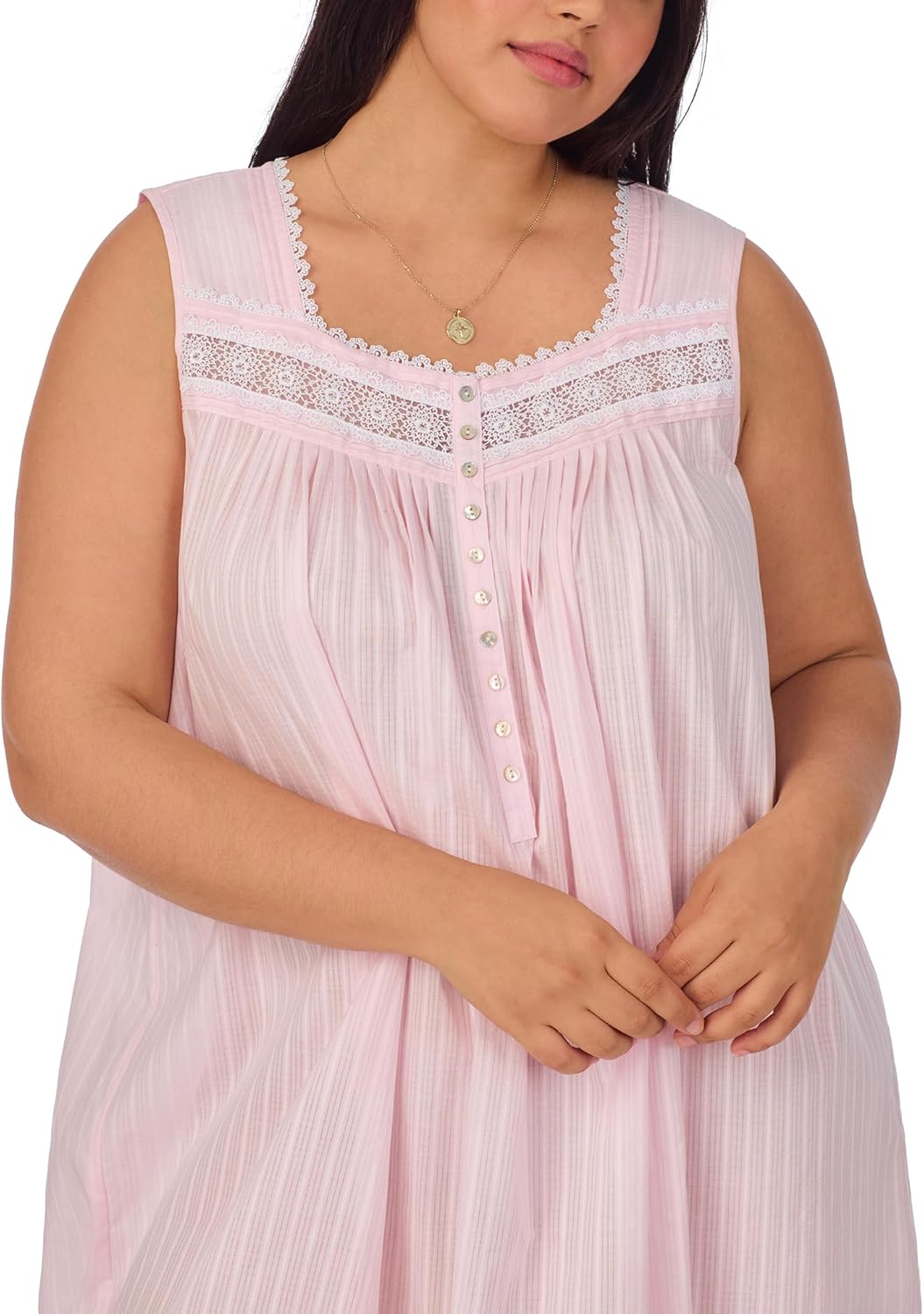 Eileen West Sleepwear & Loungewear for Women – Dobby Stripe Collection - 100% Cotton Lightweight Breathable Long Nightgown - Image 3