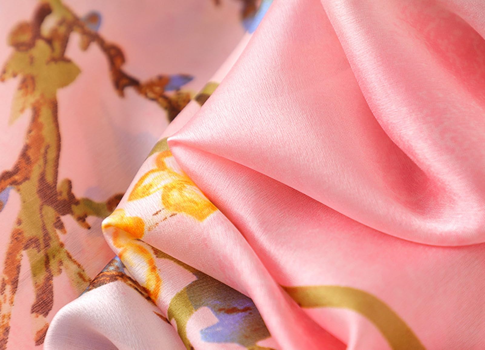 Bufanda Mujer Turbante De Seda Floral De Albaricoque Elegante Bufanda De Chal De Seda De Pintura Al Óleo para Mujeres - Envolturas De Hijab De La Cabeza Femme De Moda