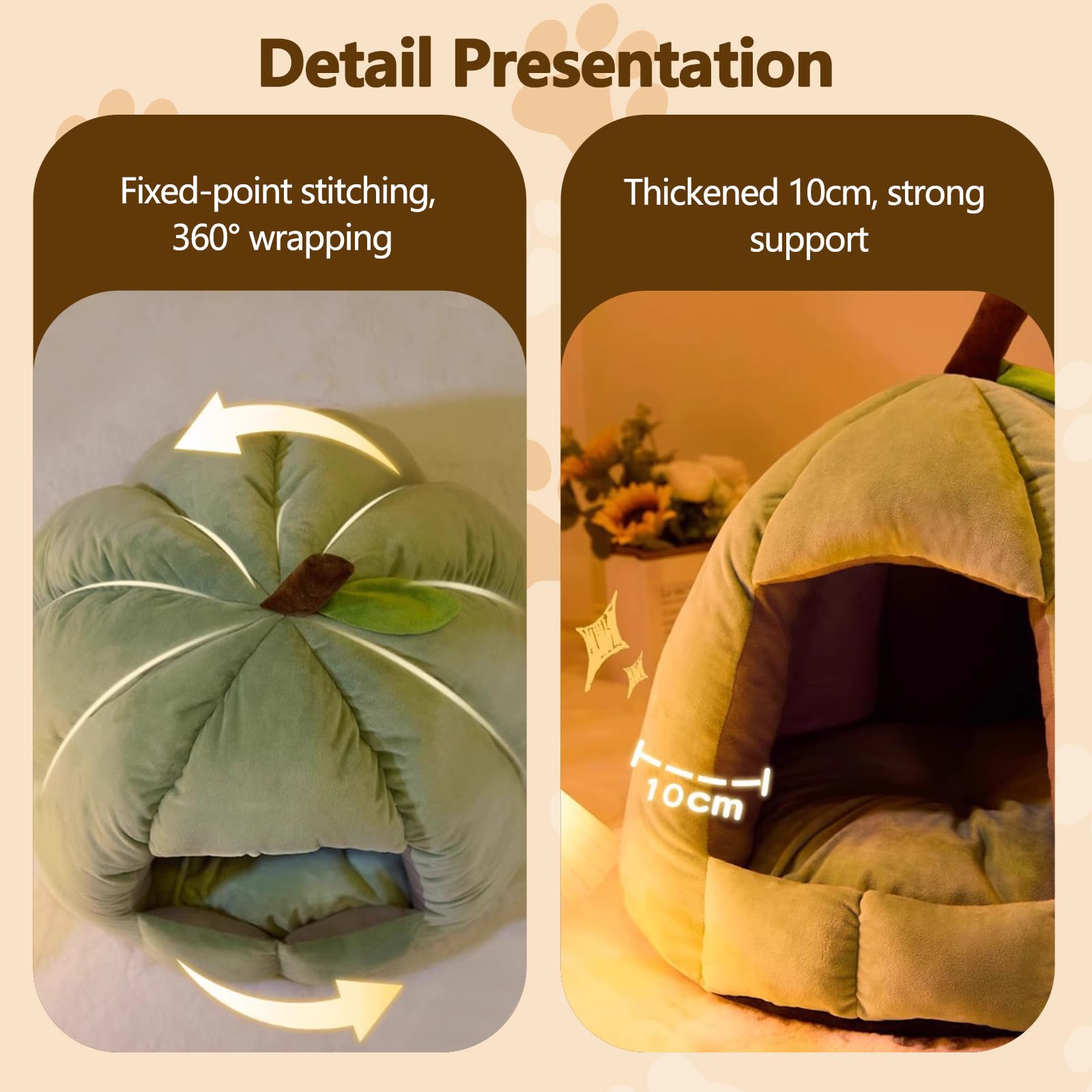 Galatée Lit pour Chat Et Chien - Tente Igloo en Peluche Douce avec Coussin Amovible Et Lavable, Maison Chaude pour Animaux De Compagnie (L, Vert)