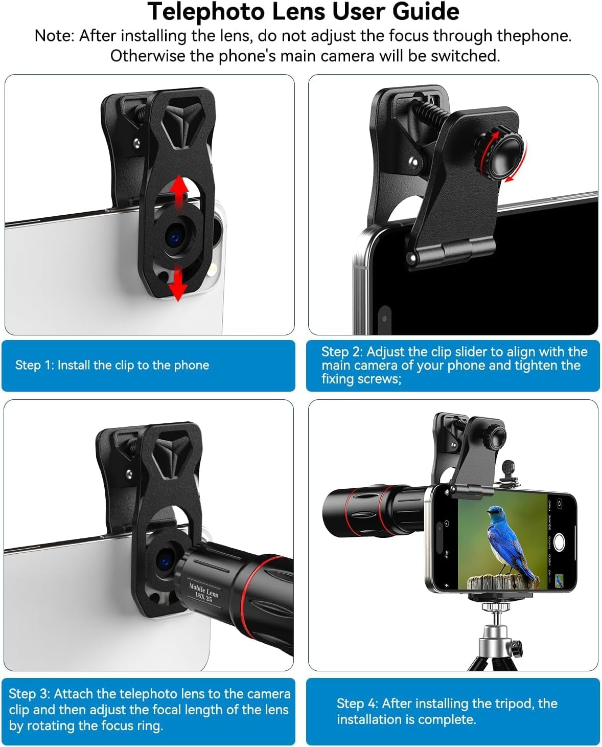 Evil eye 18X Telephoto Lens, Hight Power Telephoto Phone Lens with Tripod, Mobile Cell Lens Attachment for Android & iPhone, Samsung and Most Smartphone