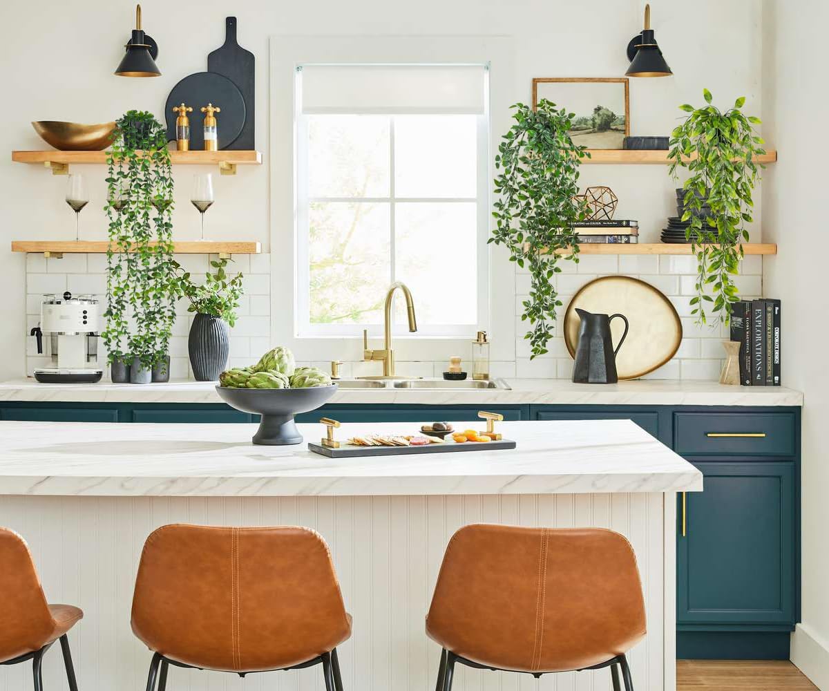 RECUTMS Fake Hanging Plants with Pots 3 Pack Artificial Ivy Vine Fake Potted Plants Faux Eucalyptus Plants Mandala Ivy Vine Leaves Pea Pod for Spring Home Room Shelf Wall Indoor Outdoor Decor - Image 4