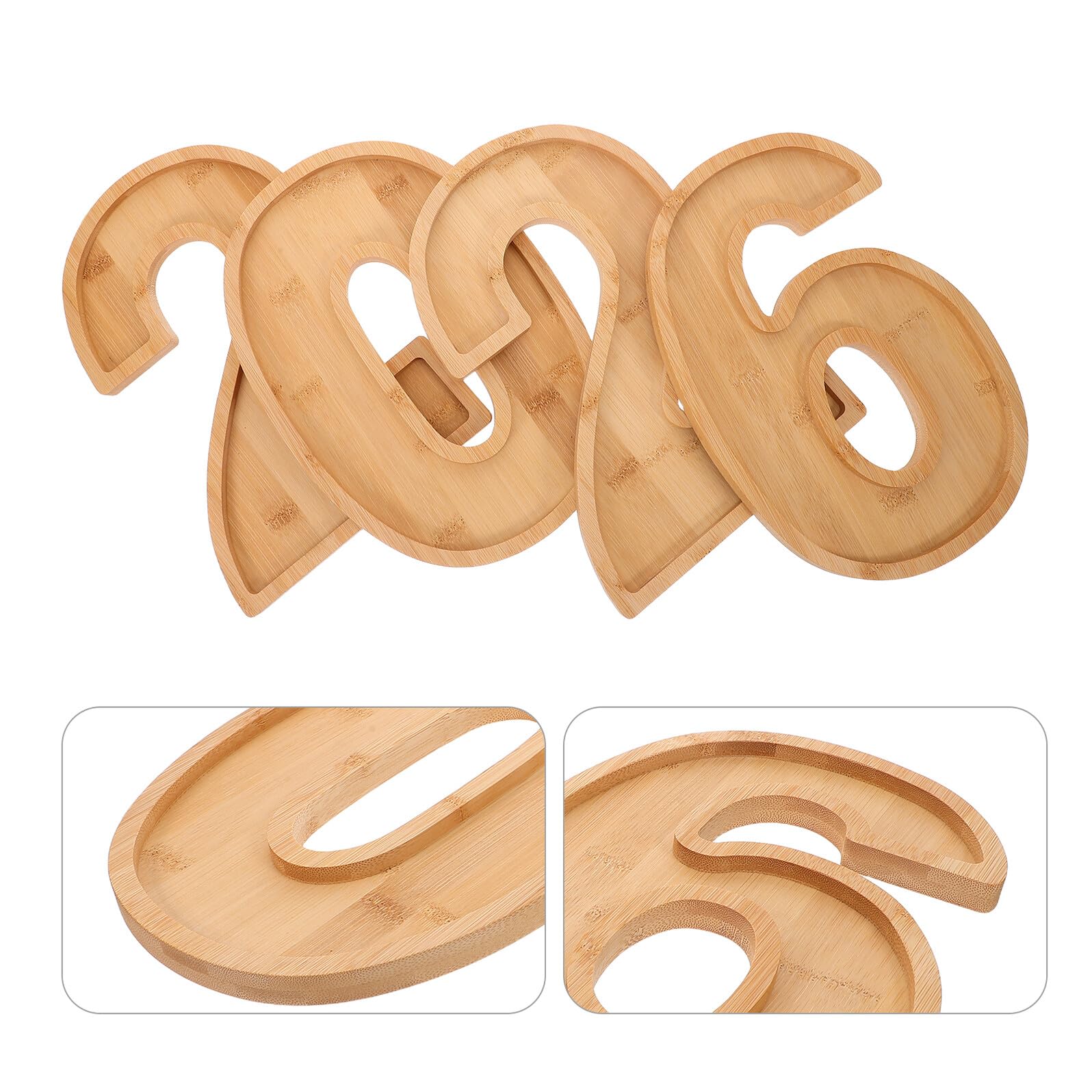 COLLBATH Bandeja De Madera para Aperitivos 4 Piezas - Decoración Navideña - Bandeja para Frutos Secos - Plato para Servir Aperitivos - Decoración para Fiesta De Graduación 2026 - Plato