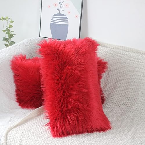 Miniatura 2 de OYIMUA Juego de 2 fundas de almohada decorativas esponjosas de 12 x 20 pulgadas, fundas de almohada de pelo sintético de lujo de granja de lujo,