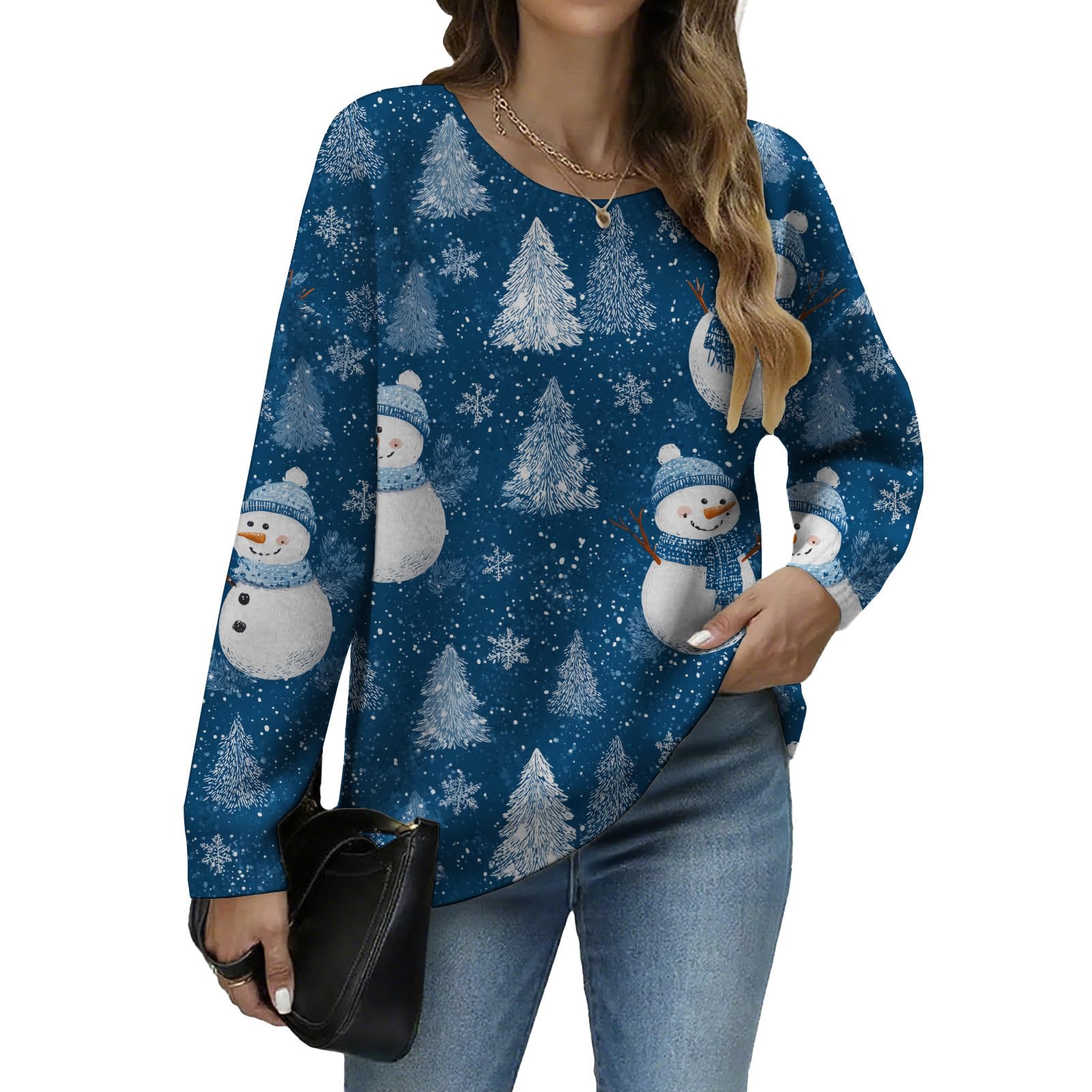 Womens Cute Ugly Christmas Sweaters for Women 2026 Long Sleeve Crewnck Funny Christmas Sweater