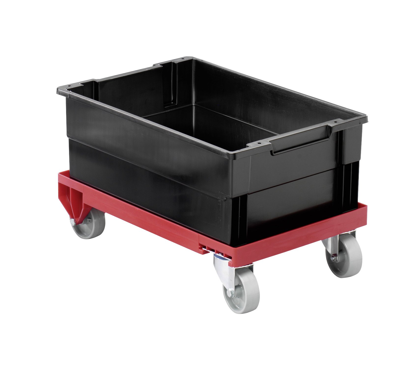 Durable 1809693180 180 Carro de almacenamiento, rojo, con 4 ruedas, transporte de cajas pesadas/apilables - 400 x 60 x 600 mm | Patinete móvil para cajas pesadas y apilables, 400 x 160 x 600 mm, plástico, sin bolsa de transporte
