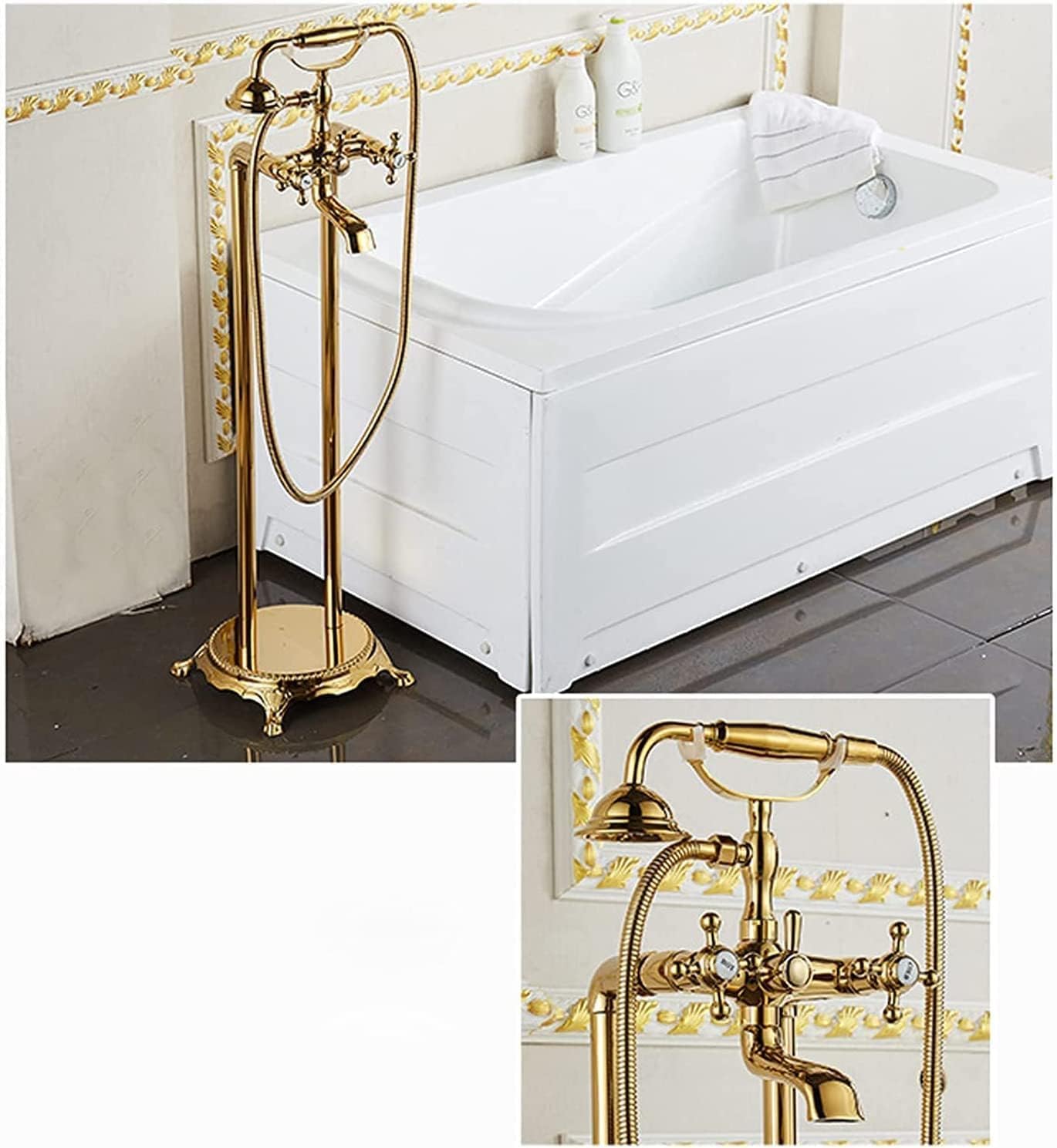 Robinet de baignoire vintage doré pour éliminer les éclaboussures
