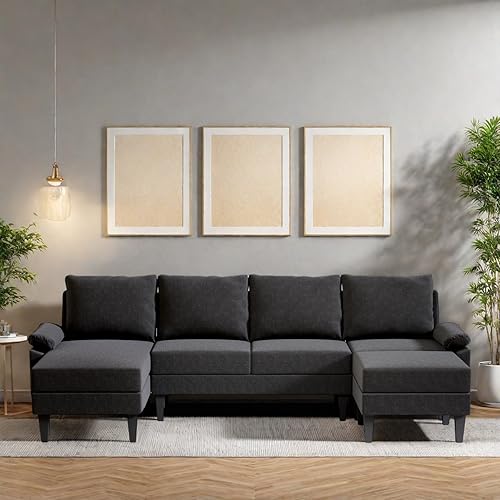 Miniatura 4 de FONTOI Sofá modular en forma de U de 115 pulgadas con diván, sofá de 5 asientos con otomana móvil, moderno sofá modular para sala de estar,
