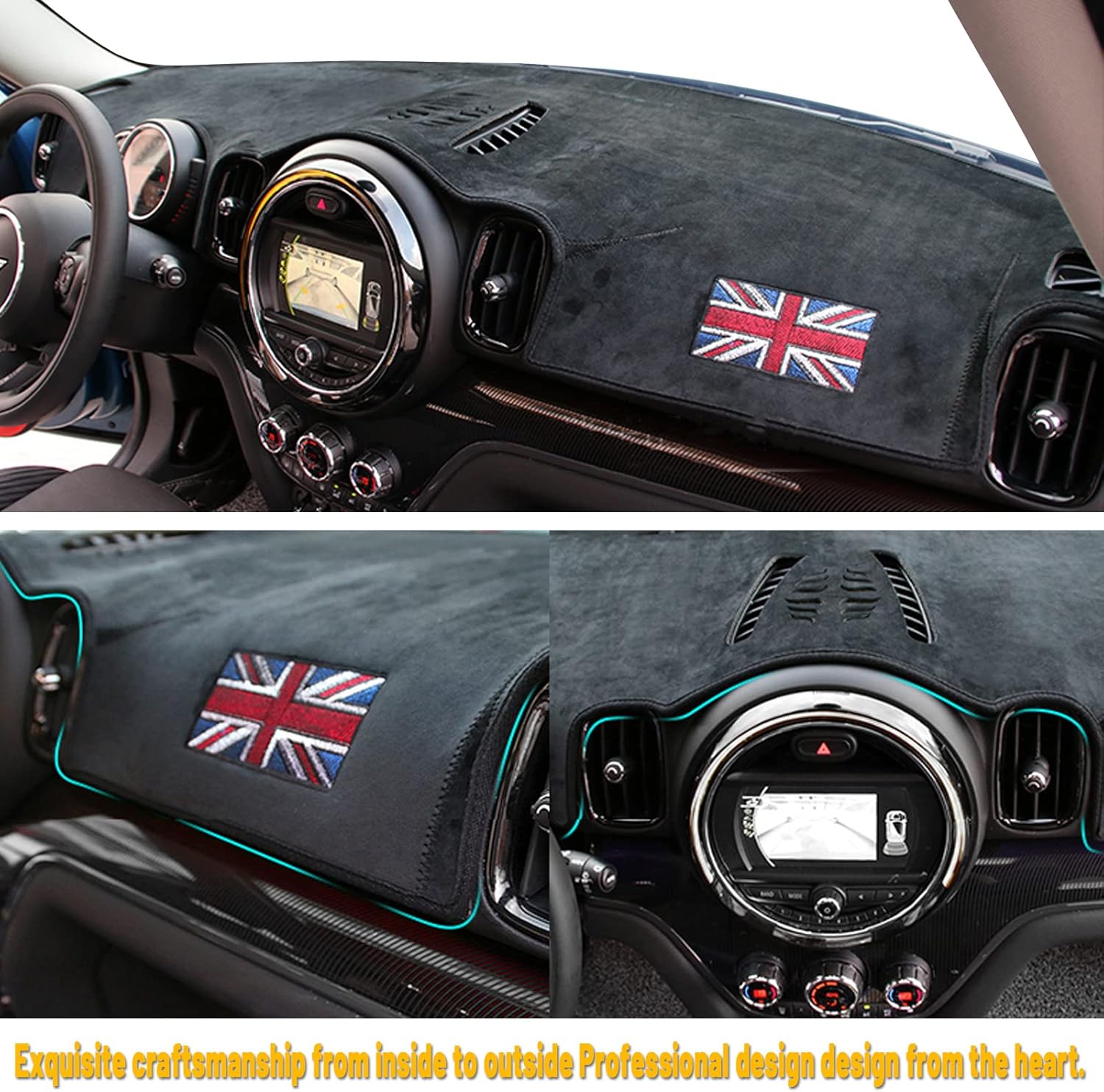 Dashboard Dash Board Cover Mat Pad Carpet Non-Slip Custom Compatible with BMW Mini Cooper R F Series Protector Sun Shield (F60)