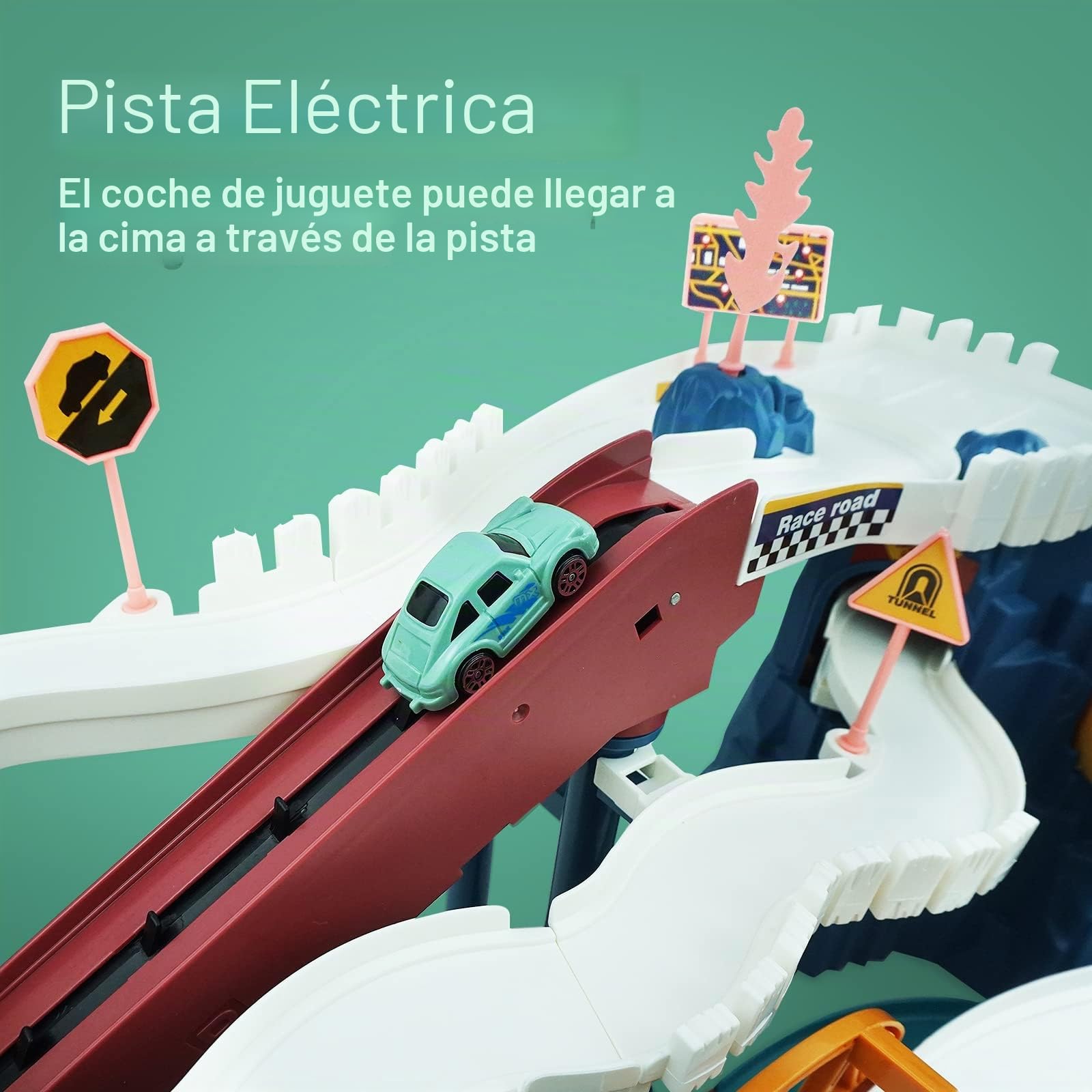 RedCrab Dinosaurio Circuito de Coches, Pista para Niños Con 4 Carros de Juguete y Rieles, 3 a 14 Años, Regalo de Cumpleaños y Festival para Niño y Niña