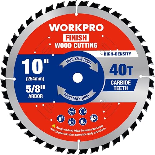 10" Circular Saw Blade, 40T General Wood Cutting Blade | Thin Kerf Carbide Tipped ATB Teeth for Table & Miter Saws, Plywood, Lumber and DIY Woodworking, 1.8mm Kerf, 1 Pack