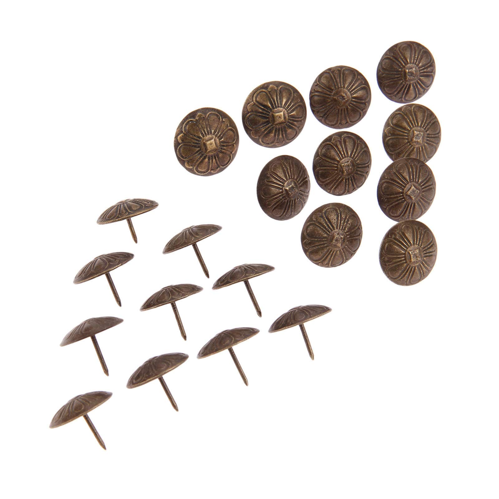 Clous, Punaises, punaises de rembourrage, pouce, décoratives meubles, 20 pièces fleur antique bijoux à ongles cadeau boîte en bois porte canapé 19 * 15 mm