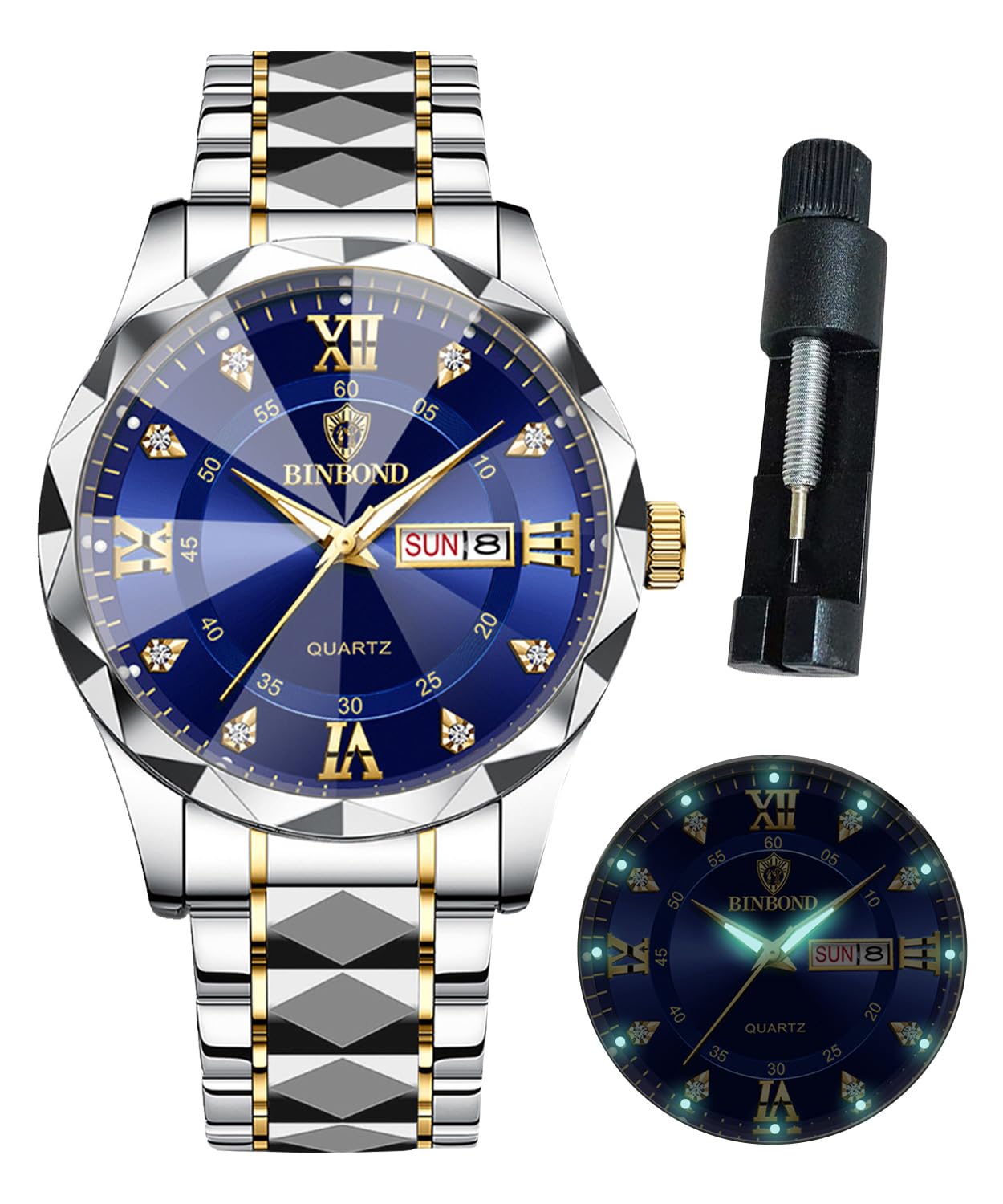 Montre à quartz de luxe minimaliste en acier inoxydable avec logo
