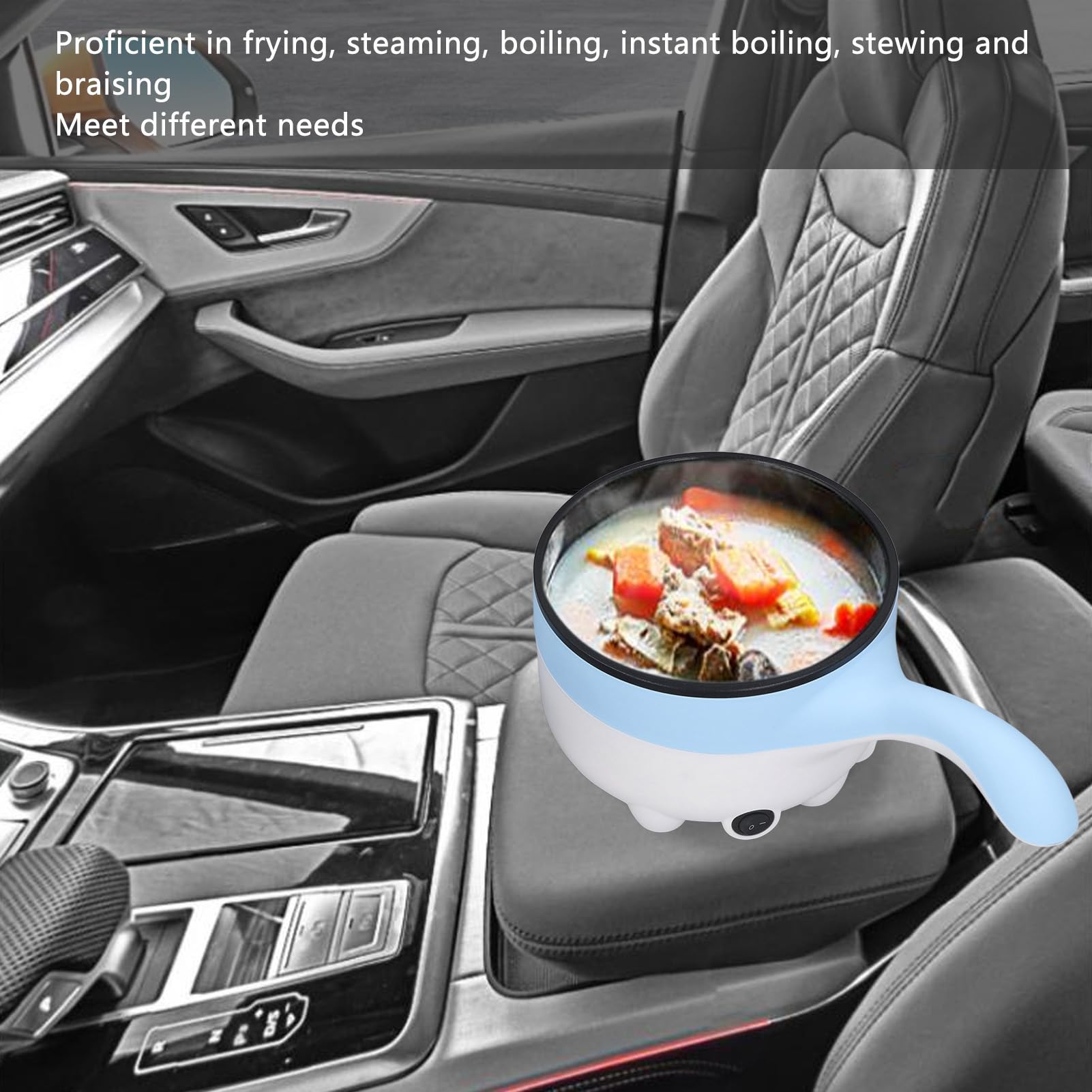 Marmite électrique pour la Cuisson, Casserole électrique Portable avec Revêtement en Céramique émaillée, Marmite électrique de Voiture 2 L 24 V pour Auto-conduite, Voiture,