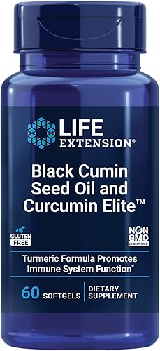 Life Extension Aceite de semilla de comino negro y extracto de cúrcuma de élite de curcumina – Suplemento – Fórmula para un sistema inmunológico