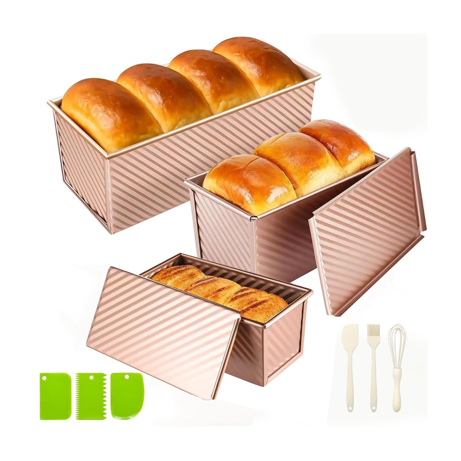 Excelente juego de moldes para hornear de acero al carbono que incluye cubiertas para controlar al preparar moldes de pan de fermentación de pan francés o de trigo