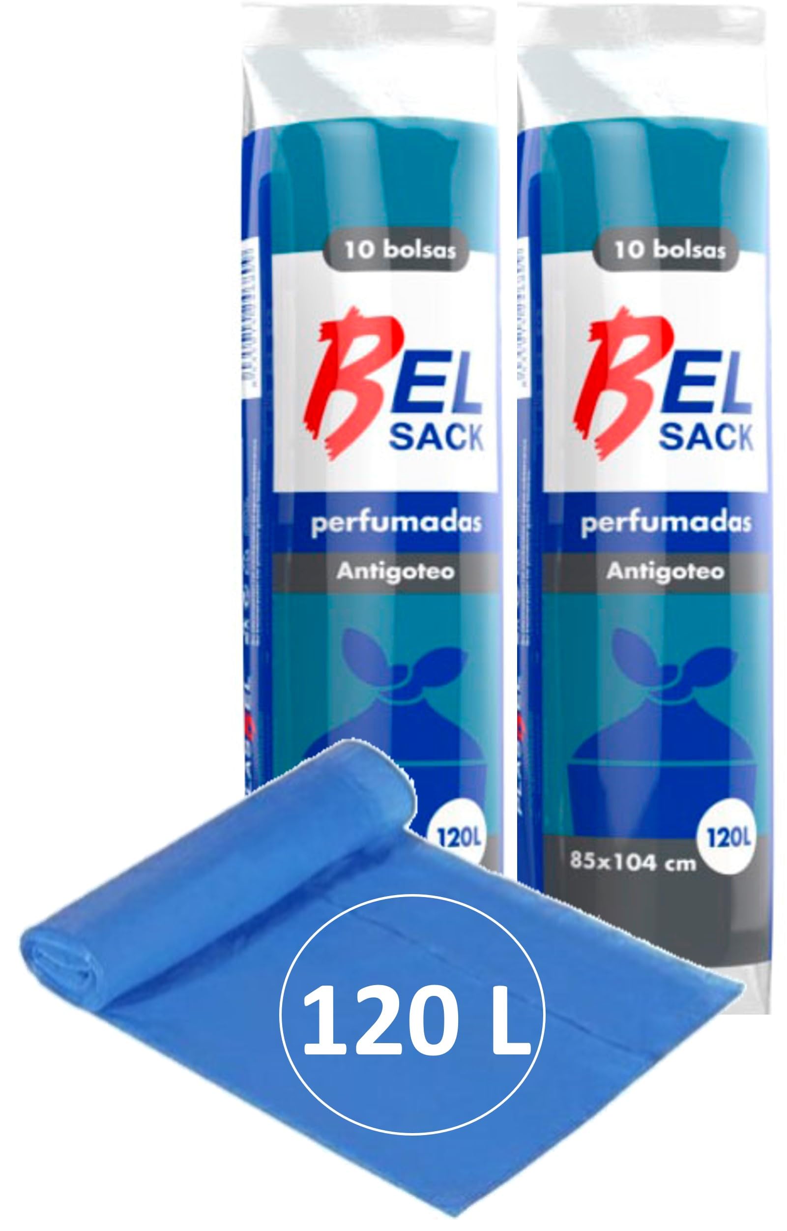 20 x Bolsas de Basura 120 L - Envio 24 h - Muy Resistentes - Perfumada con Autocierre y Antigoteo - Reciblables - Pack de 2 x 10 bolsas (J - 120 L)