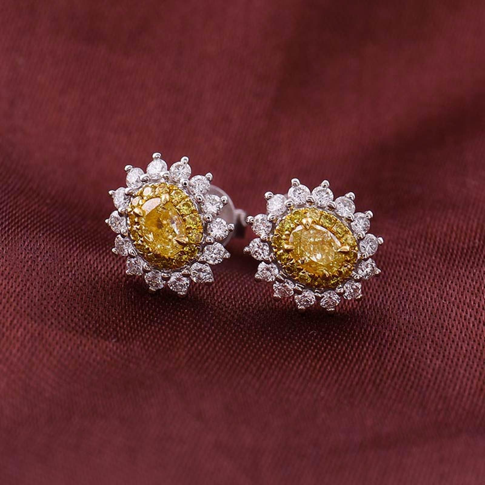 Epinki Pendientes Oro 9K/14K/18K para Mujer, 1/2ct Moissanita Flor Pendientes Fiesta Joyería