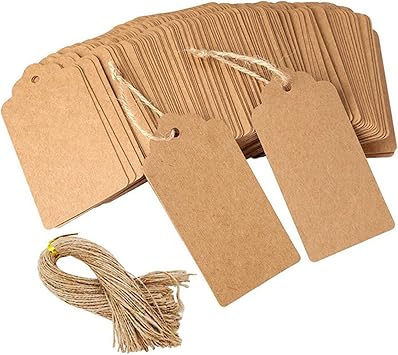 300Pcs Price Tags with String, Kraft Blank Labeling Gift Tags Price Labels Display Tags Marking Tags for Pricing Jewelry Clothing Yard Sale Supplies ...