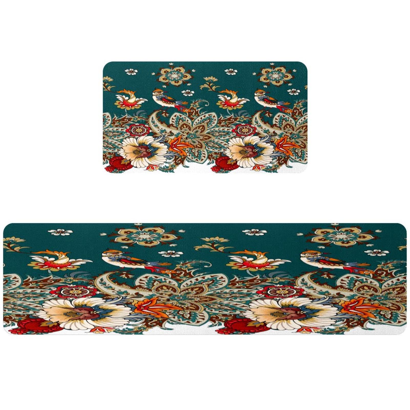 Alfombrillas de cocina para pasillo y cuarto de lavado diseño pajaros de la suerte