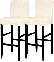 Vista 38 de Lellen Juego de 2 fundas para taburetes de bar, fundas elásticas y lavables para asientos de taburetes de bar, fundas extraíbles para sillas de bar