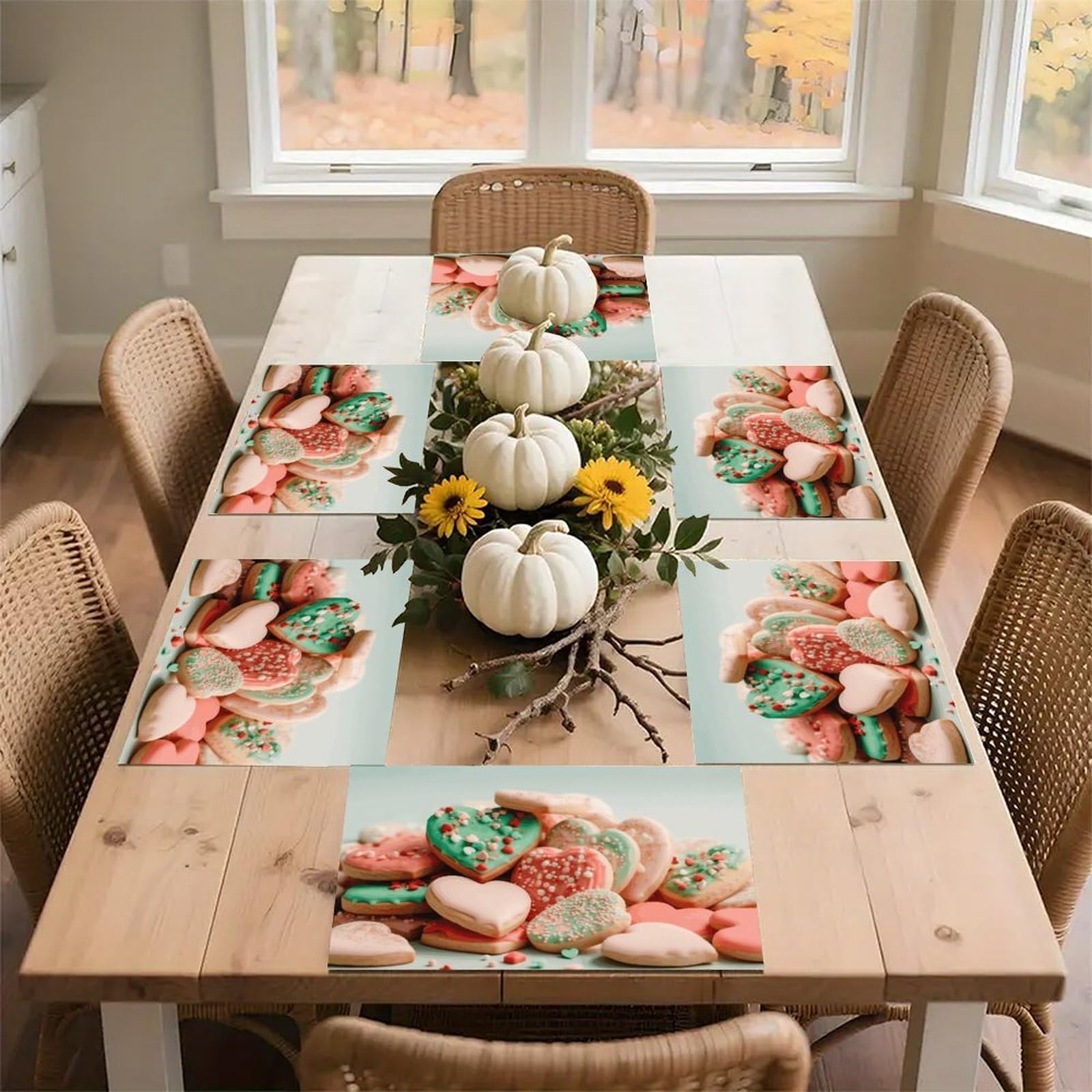 Many Food Placemats Heat-Resistant Washable Place Mats Anti Slip Dining Table Place Mats Wipeable Dining Table Mats Kitchen Decoration Placemats 17.7’’×11.8’’