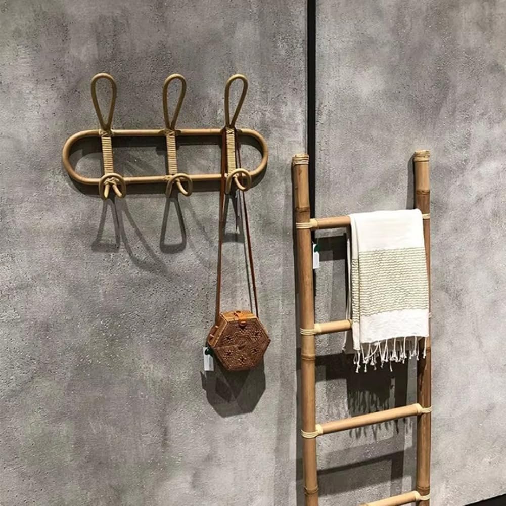 Crochets Muraux en Rotin - Cintre Décoratif pour Chambre d'enfant, Organisateur de Vêtements et de Chapeaux, Support de Rangement Suspendu pour Vêtements d'enfants A