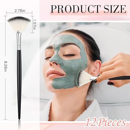 Miniatura 9 de Ziliny 12 piezas de cepillo facial suave para colorete, cepillo de maquillaje, aplicador de ácido, herramientas cosméticas multiuso para máscara de