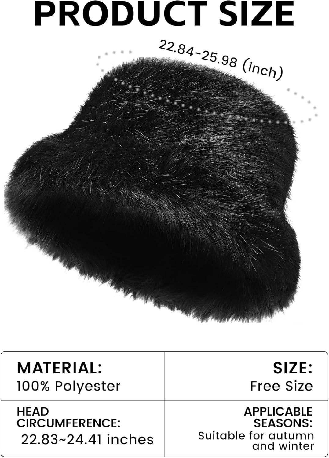 BFONS Women's Fuzzy Bucket Hat, Faux Fur Wide Moldable Brim Hat Warm Fisherman Cap Plush Winter Hat Fashion Outdoor - Image 6