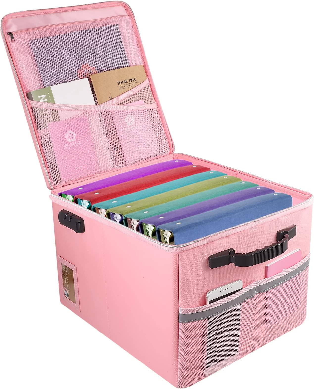 TOMKID Fireproof File Cabinet with Lock, Fireproof Document Organizer Collapsible File Box Filing Cabinet with Handle for Letter Legal Folder Certifications