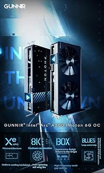 WEELIAO GUNNIR Intel Arc A380 Photon 6GB GDDR6 2450MHz Dual Fan Graphics Card (96-bit, PCIe 4.0, HDMI/DisplayPort, Supports 4k)