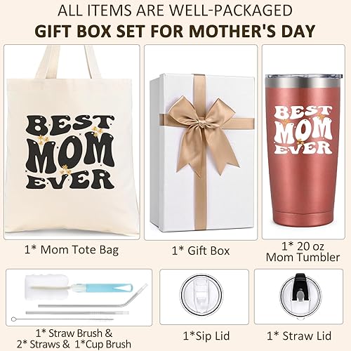 Miniatura 7 de LiqCool Regalo de Navidad y Día de la Madre  Juego de regalo de vaso de 20 onzas para mamá (oro rosa)