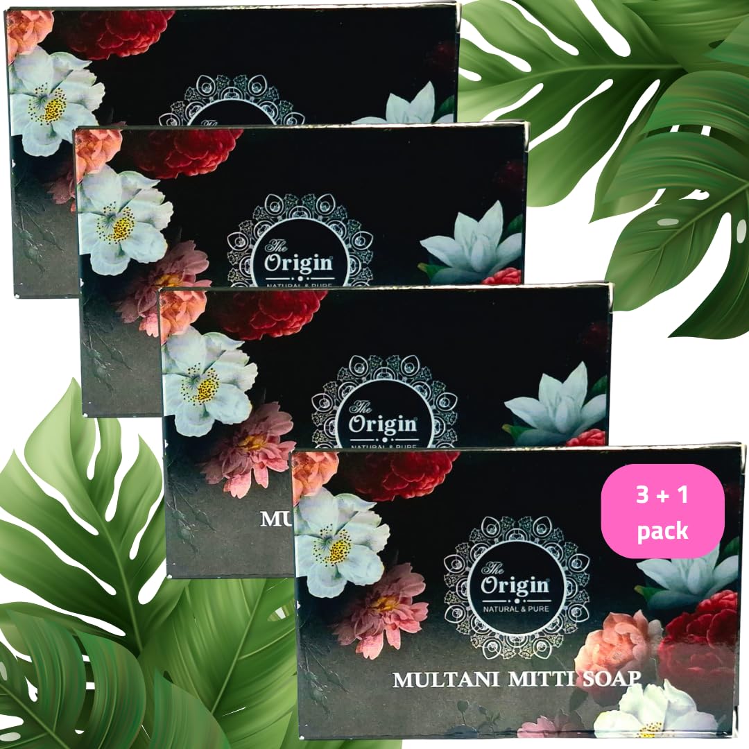 The Origin - Multani Mitti Handmade Herbal (3 + 1 pack) | Each100g | Natural Soap | Chemical Free Soap | Fragrant