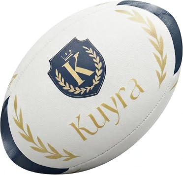 Kuyra Premium Rugby Ball Size 5 Official Match & Training Gear, Water-Resistant Super Grip, 3-Ply Construction, Durable Outdoor Youth Kids Adult Rugby Ball for Men Women