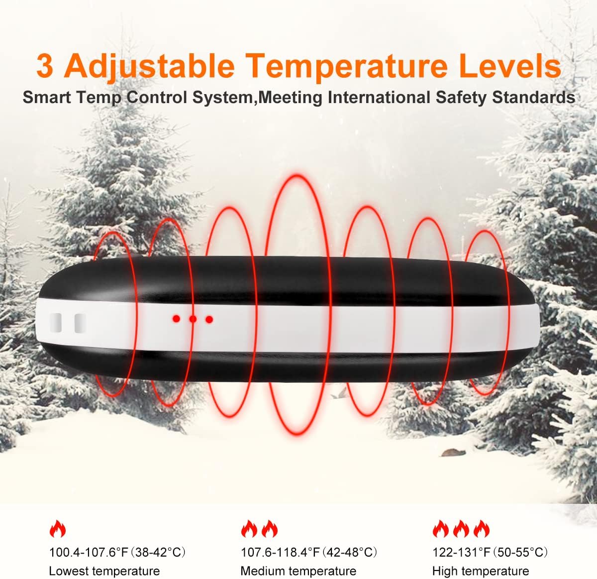 Hand Warmers Rechargeable, 6000mAh Electric Hand Warmer/Power Bank with 3 Heat Levels & Double-Sided Heating, Reusable Heat Therapy Warm Gifts for Outdoor Sports Hunting Camping Fishing Hiking (Black) : Sports & Outdoors