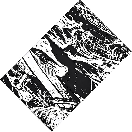 Miniatura 7 de Krelymics Tapiz de calavera gótica, tapiz satánico del diablo, tapices blancos y negros, tapiz de esqueleto de murciélago, tapiz de terror oscuro,