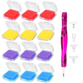 73 Pieces 5D Diamond Painting Glue Clay,DIY Diamond Painting Wax with Organizer Box,Embroidery Cross Stitch Drilling Mud for Diamond Painting Embroidery Accessories,Glue Clay Wax Tool Set