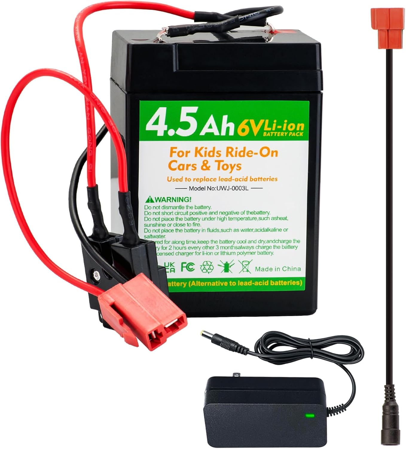 6V 4.5Ah Li-ion Battery Pack, Replacement for Kids Ride-On Cars, Compatible with Hyper Disney Princess and Marvel Spider-Man ATV