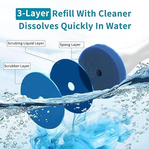 Miniatura 4 de Hillyfe - Juego de escobilla de inodoro eléctrica y soporte, cepillo de inodoro motorizado con 15 cabezales de repuesto desechables, cepillo de