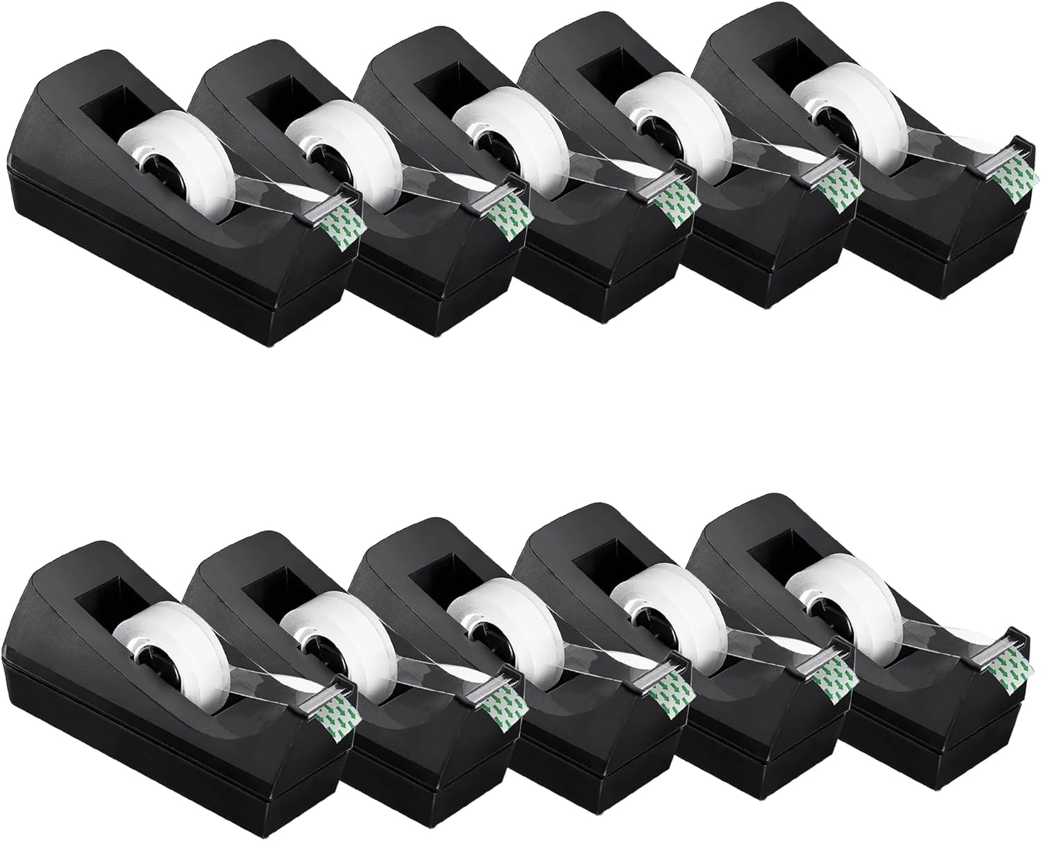 Desk Tape Dispenser with 10 Rolls Clear Tape, Desktop Tape Holder with Non-Slip Nano Adhesive Base, 1 Inch Core Tape Dispenser for Home Office School Supplies