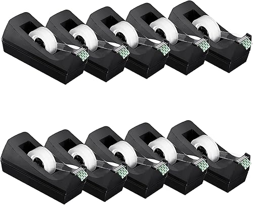 Miniatura 6 de Cinta transparente con dispensador, paquete de 6 dispensadores de cinta para escritorio, base antideslizante sin peso, dispensador de escritorio a