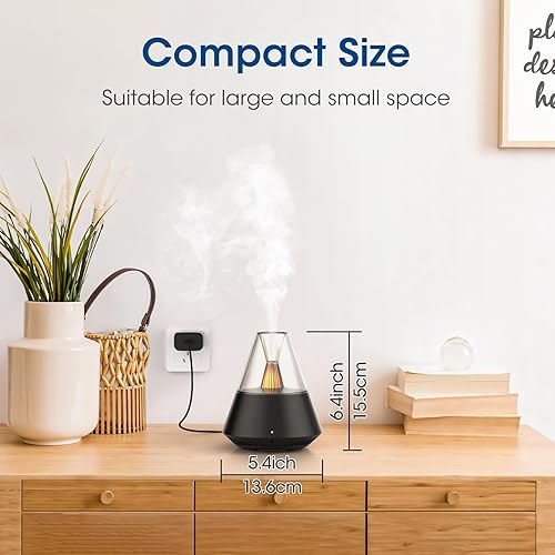 Miniatura 7 de Difusor de aceite esencial, difusor de aroma de aromaterapia de estilo moderno con luz de vela, humidificador ultrasónico de niebla fría, control